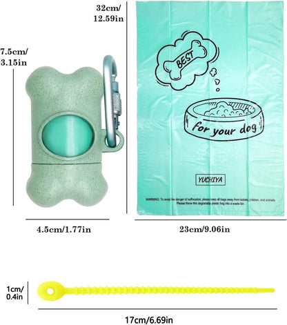 Dog Poop Pickup Bags Holder Dispenser with Standard-Sized Leak-Proof Scented Doggy Waste Bags and Carabiner with Safety Lock plus Hook and Loop Fastener Never Loose on Leash Lead Again (Blue, 1 Holder 195 Bags) …